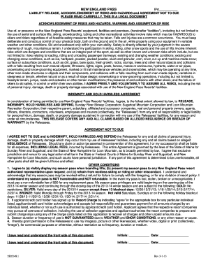 New England Pass Liability Release Form