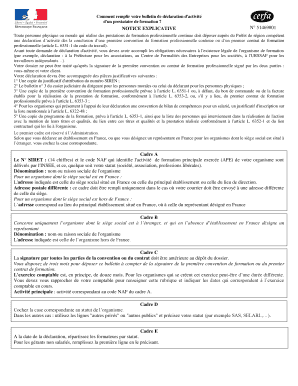 Bulletin de déclaration d'activité d'un prestataire de formation