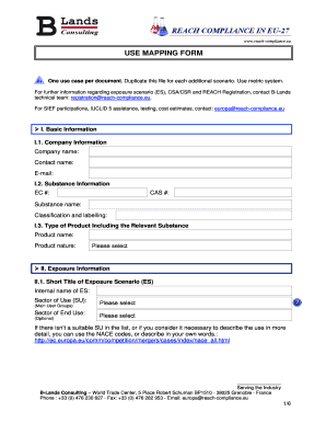 REACH Compliance Exposure Scenario Form