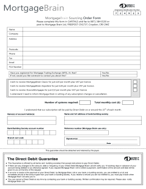 MortgageBrain Sourcing Order Form
