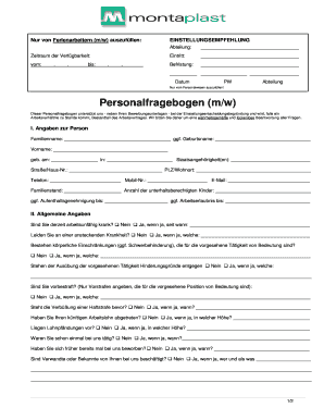 Personalfragebogen