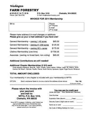 Washington Farm Forestry Association Membership Invoice