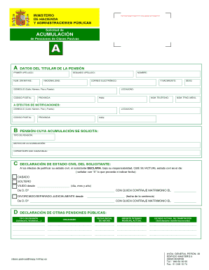 Solicitud de ACUMULACIÓN de Pensiones de Clases Pasivas