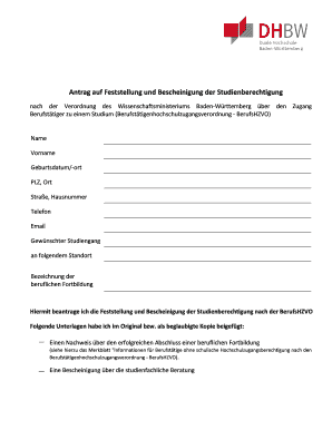 Antrag auf Feststellung und Bescheinigung der Studienberechtigung