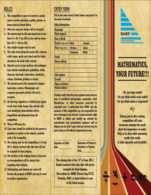South African Mathematics Poster Competition Entry Form