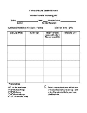 Nonsense Word Fluency Assessment Worksheet