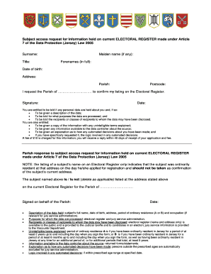 Subject Access Request for Electoral Register