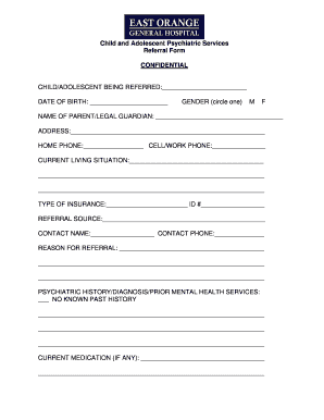 Child and Adolescent Psychiatric Services Referral Form