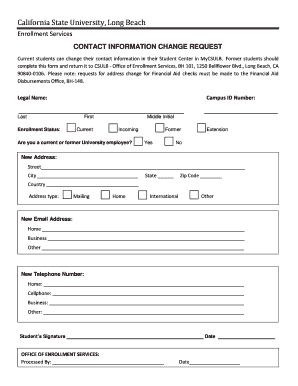 California State University Contact Information Change Request