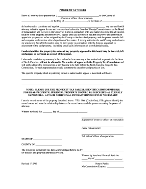 Power of Attorney for Property Tax Appeal