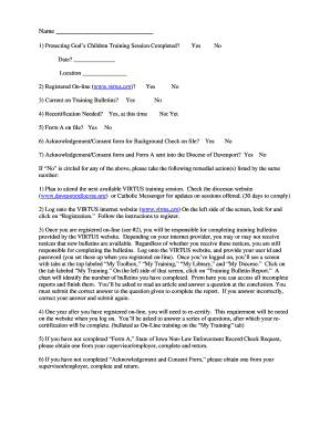 Virtus Training Compliance Form