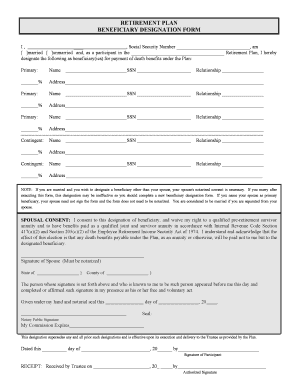 Retirement Plan Beneficiary Designation Form