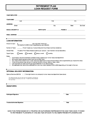 Retirement Plan Loan Request Form