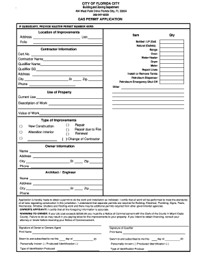 Florida City Gas Permit Application