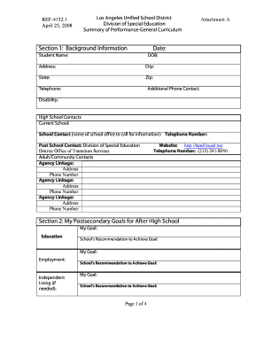 Summary of Performance for Special Education Students