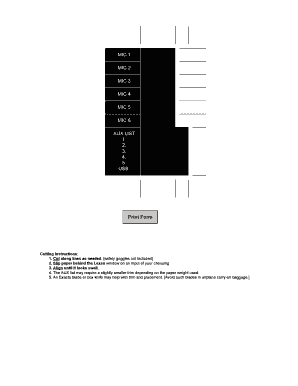 MLM 65 Label Template Use this form to print labels for the MLM 65 inputs The Aux List field accepts multiple lines with a return between entries 1 through 6 USB Print our this form and cut using the crop lines