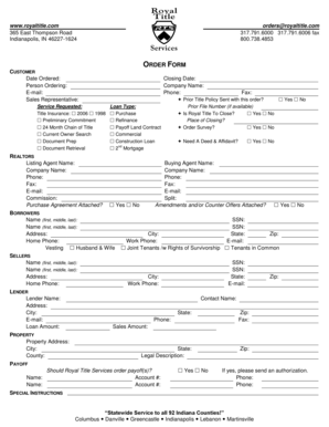 Royal Title Order Form