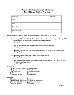 Vision Risk Assessment Questionnaire