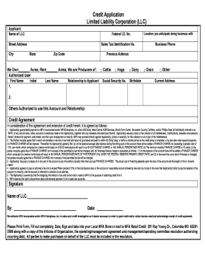 LLC Credit Application and Agreement
