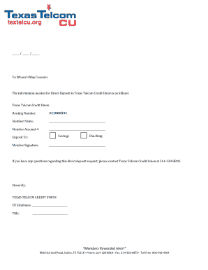Direct Deposit Request Form