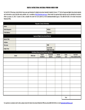 Digital Instructional Materials Proviso Order Form