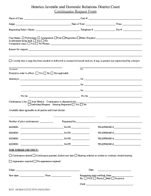 Virginia Continuance Request Form