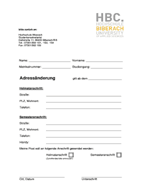 Formular zur Adressänderung