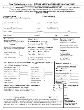 Pend Oreille County Energy Assistance Pre-Application Form