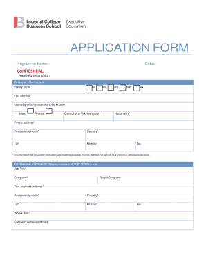 Imperial College Business School Application Form