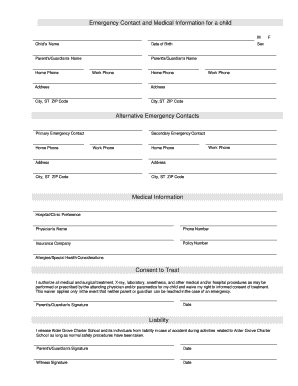 Emergency Contact and Medical Information Form