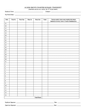 Ford owners - ALDER GROVE CHARTER SCHOOL TIMESHEET - aldergrovecharter