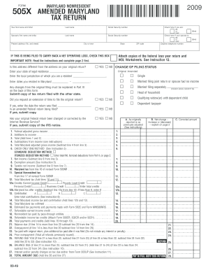 Maryland Nonresident Amended Income Tax Return