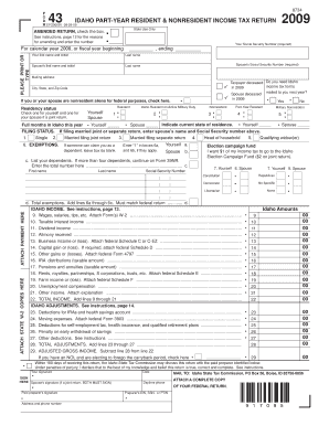 Idaho Part-Year Resident & Nonresident Income Tax Return Amendment