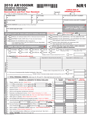Arkansas State Income Tax Return Amendment Form
