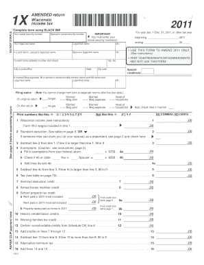 Wisconsin State Income Tax Return Amendment Form