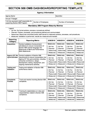 Section 508 OMB DashboardReporting Template. Section 508 OMB DashboardReporting Template
