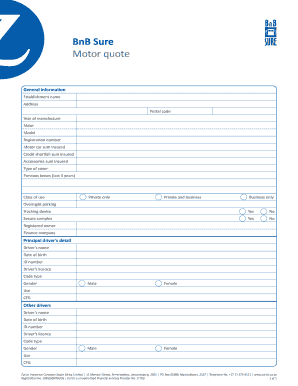Motor Insurance Quote Form