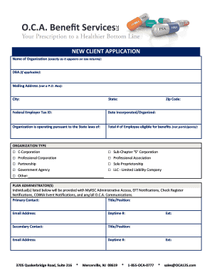 New Client Application for Employee Benefits