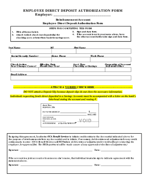 Employee Direct Deposit Authorization Form