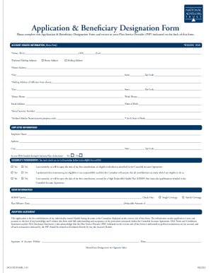 Health Savings Account Application & Beneficiary Designation Form