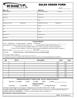 Sales Order Form