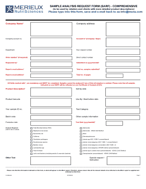 Sample Analysis Request Form