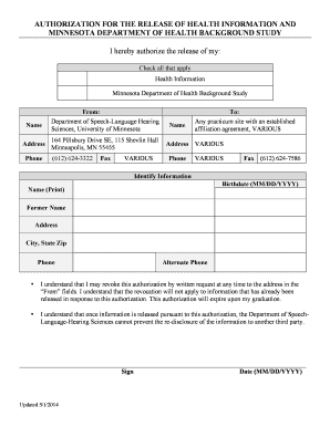Authorization for Release of Health Information