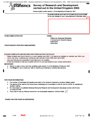 UK Business Expenditure on Research and Development Survey 2005
