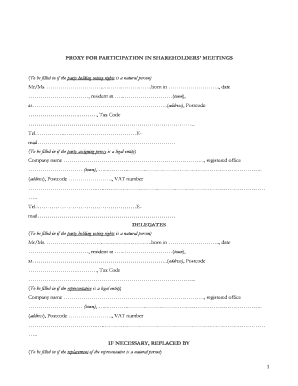 Proxy for Participation in Shareholders' Meetings