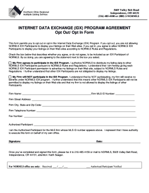 Internet Data Exchange (IDX) Program Agreement