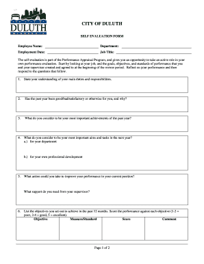 City of Duluth Employee Self Evaluation Form