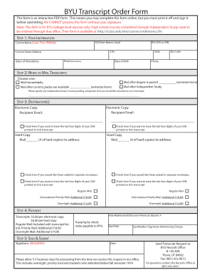 BYU Transcript Order Form