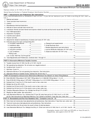 Iowa Alternative Minimum Tax Computation Form 6251