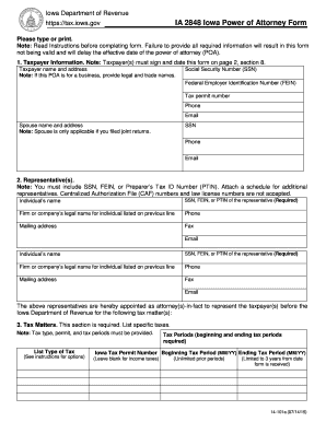 Iowa Power of Attorney Form